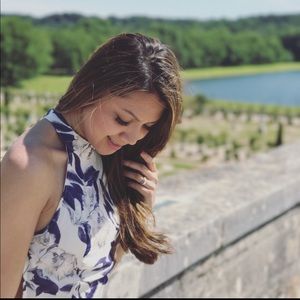 White & Blue Backless Maxi Dress